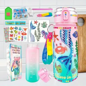 Water Bottle Decoration Kit Reusable Theme Decorative Water Bottle Kit Mermaid Painting Crafts Fun Crafts Gifts Gradient Water Bottle Suitable For Birthday And Christmas Parties