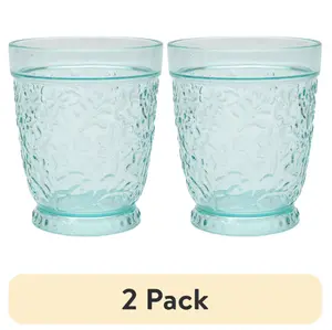 (2 pack)16-Ounce Embossed Tritan Plastic Ditsy Tumbler, Teal