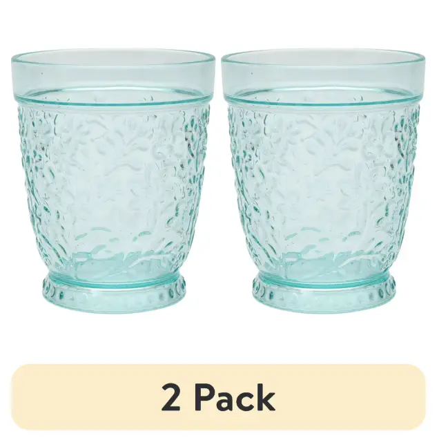 (2 pack)16-Ounce Embossed Tritan Plastic Ditsy Tumbler, Teal