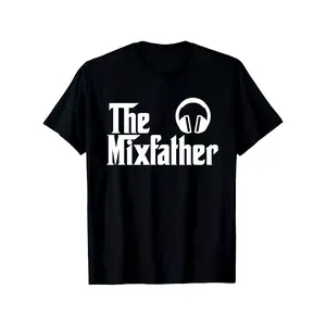 Menswear Casual 100% Pure Cotton Fabric Round Neck Short-Sleeve T-Shirt, Unisex Ultra-Soft Top with DJ Logo and Turntable Pattern
