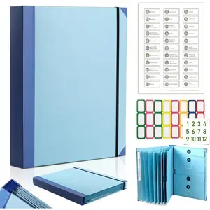 Document Organizer Binder for Important Documents, In Case I Die Folio Binder, Family Emergency Planner, End of Life Paper File Organizer with Labels Blue