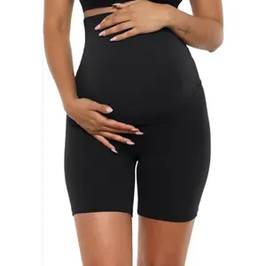 MOMANDA Maternity Yoga Shorts Over The Belly Summer Stretchy Pregnancy Active Short Pants Workout 6"