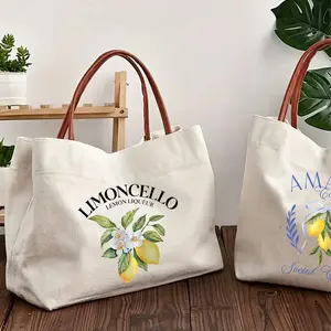 Vibrant Lemons Pattern Print Tote Bag, Reusable Printed Women'S Tote Bag, Double Handle Shopping School Bag, Large Capacity Shoulder Bag, Casual Tote Bag, Suitable For Commuting, School And Shopping, Convenient For Outdoor Use,Gift For Friends And Besties