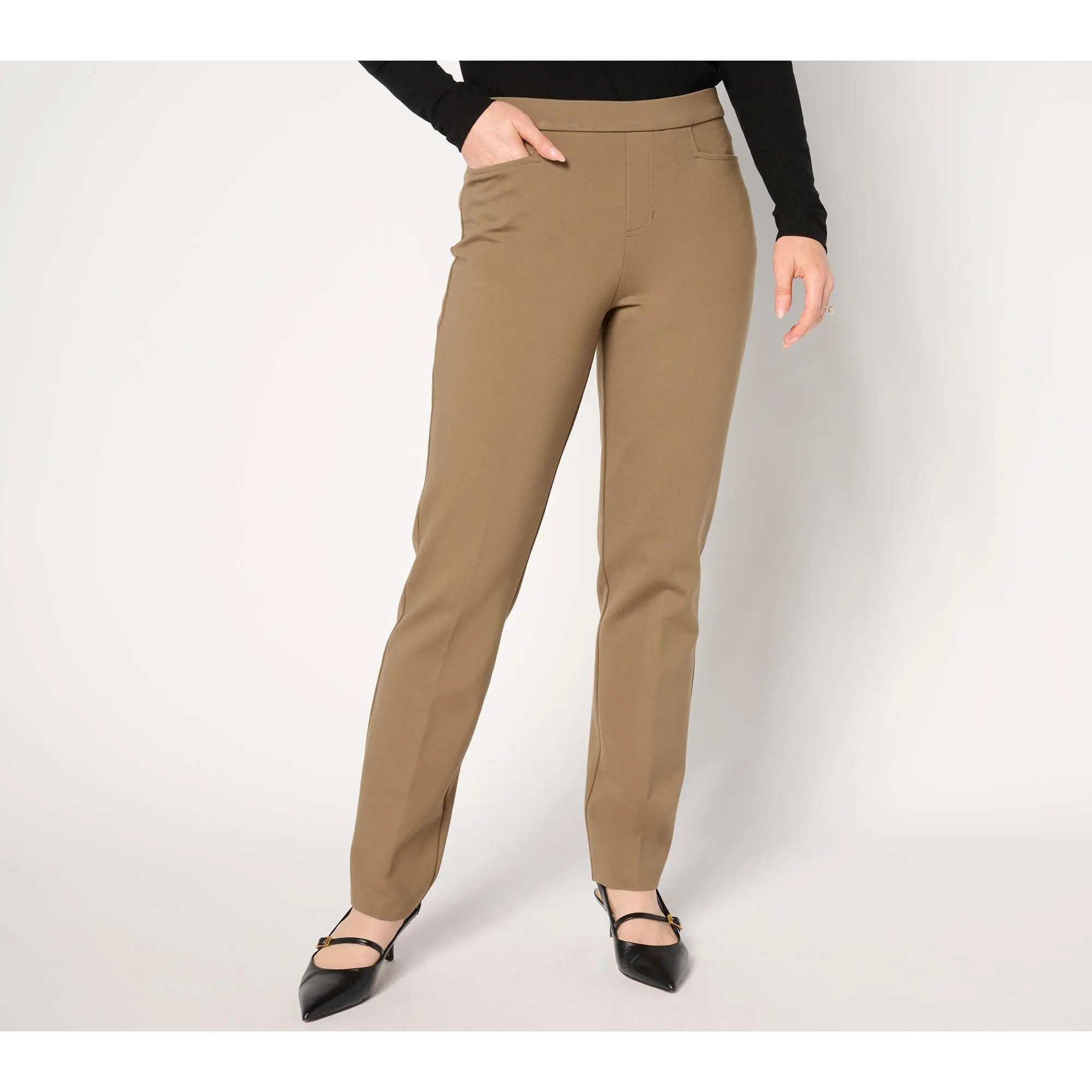 Susan Graver Regular Smart Ponte Knit Slim Leg Pant