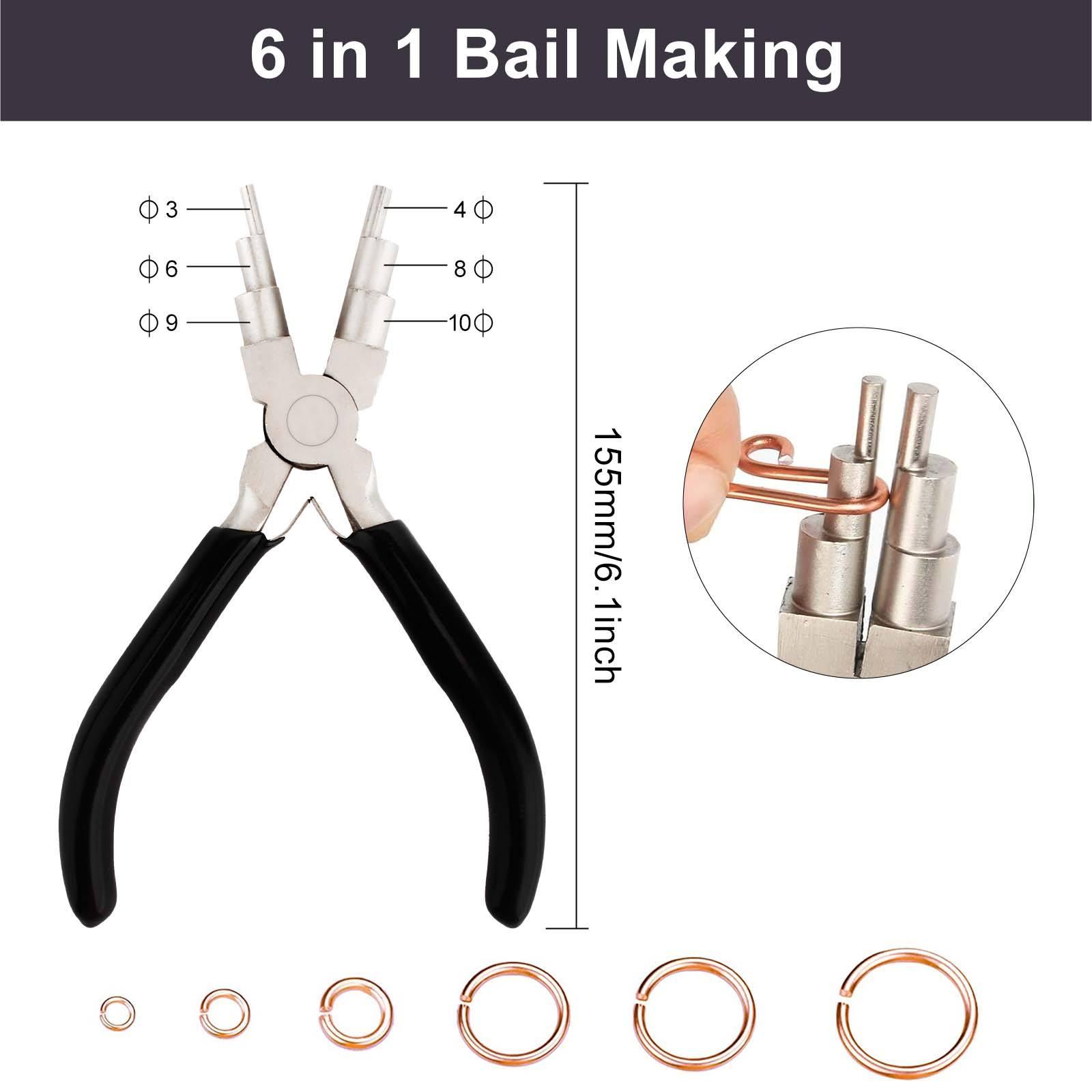 Complete Jewelry Making & Wire Wrapping Tool Kit - 6 in 1 Bail Making Pliers, Wire Cutters & Jump Ring Maker Set for DIY Jewelry Craft