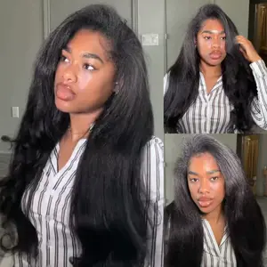 【Blend Natural】UNice Upgrade V Part Glueless Kinky Straight Human Hair Wig with Drawstring No Leave Out Beginner Friendly Easy to Install #TikTokShopStockUp#SummerVibes