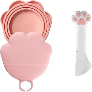 Pet Food Can Lids And Spoon,2 Pack Pet Food Can Covers, One Fit 3 Standard Size Cans,For Dog And Cat Food Cans,Pink