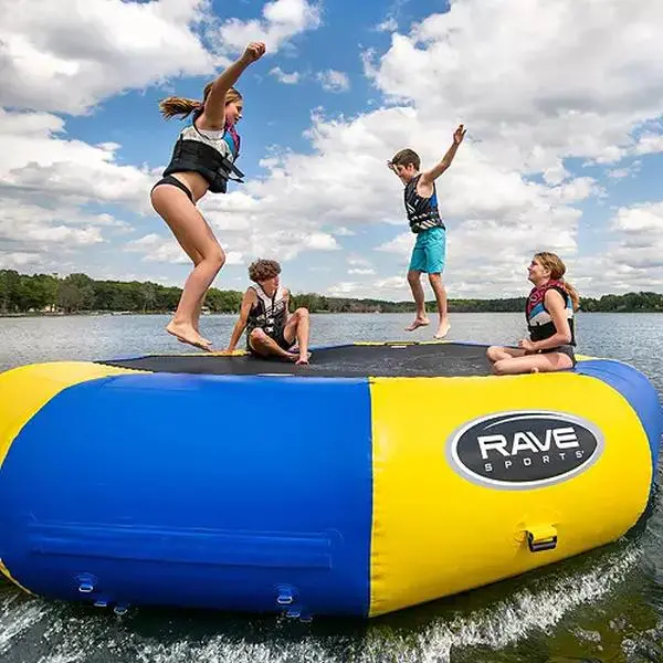 Portable RAVE Sports Bongo Water Bouncer Springless Inflatable Trampoline Swimming Platform