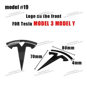For Tesla Model 3 Model Y Cybertruck Roadster SpaceX Car Logo Badge Hood Front Grille Rear Trunk Decoration Sticker Accessories