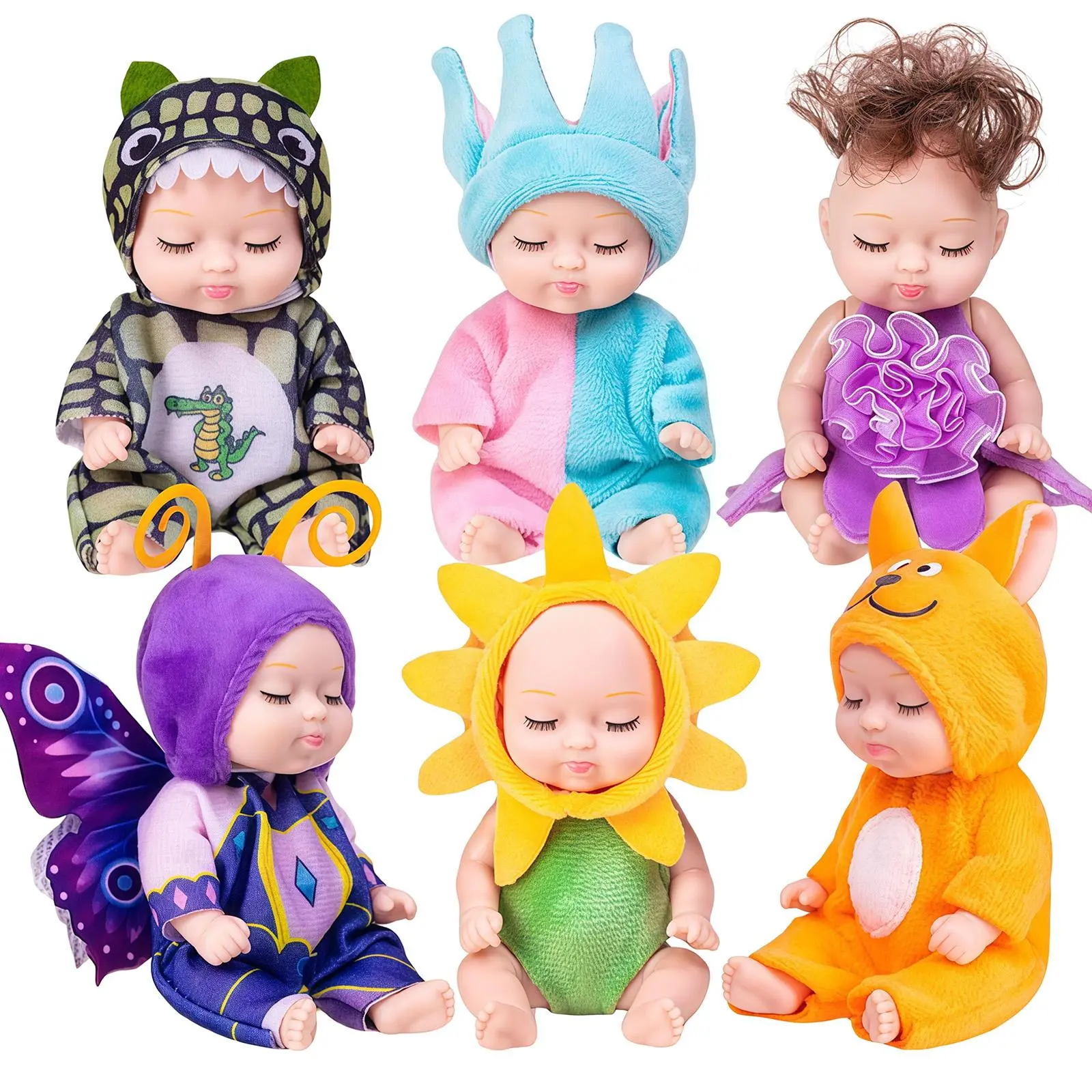 4-inch mini baby doll, pajamas elf baby doll toy figure princess doll gift. Cute animal baby doll-Christmas/Halloween gift Easter gift