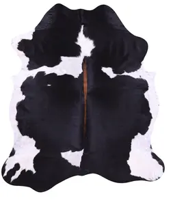 SUPER SALE Black & White Natural Cowhide Rug - Large 6'9"H x 6'0"W