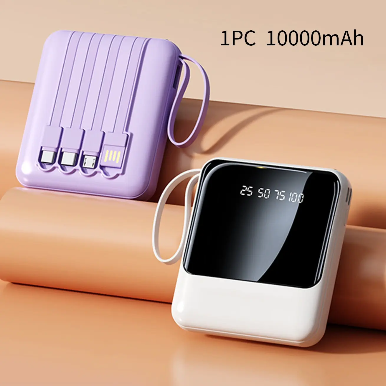 1PC 10000mAh/8000mAh mini power bank, supports 5V2A fast charging, portable mobile phone charger, Portable power chargers, Portable emergency charger, bright LED lights and digital display, suitable for outdoor use, compatible with IOS Android
