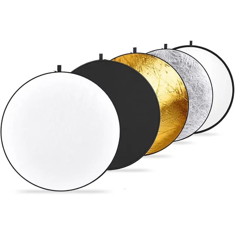 Large Circular Photography Reflector, Photography Tool, 1 Set 5-in-1 Light Reflector Photography Panel, Portable Collapsible Light Reflectors with Storage Bag for Photography Photo Studio Outdoor, Photography Equipment