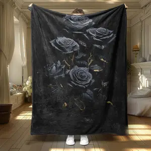 Rose Pattern Blanket, Soft Throw Blanket, Air-Conditioned Room Blanket, Warm Nap Blanket For Home Office Travel Camping
