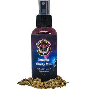 Intuitive Clarity Mist | To Enhance & Clarify Inner Wisdom,  Heighten Intuition & Provide Mental Clarity | Made with Herbs & Essential Oils | Hoodoo,  Voodoo, Wicca, Pagan | Aromatherapy