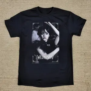 Wednesday Addams Netflix Portrait Dance Scene Black White Gothic T-Shirt Tee, Fashion Cotton, Full Colors, Full Sizes, For Men, For Women