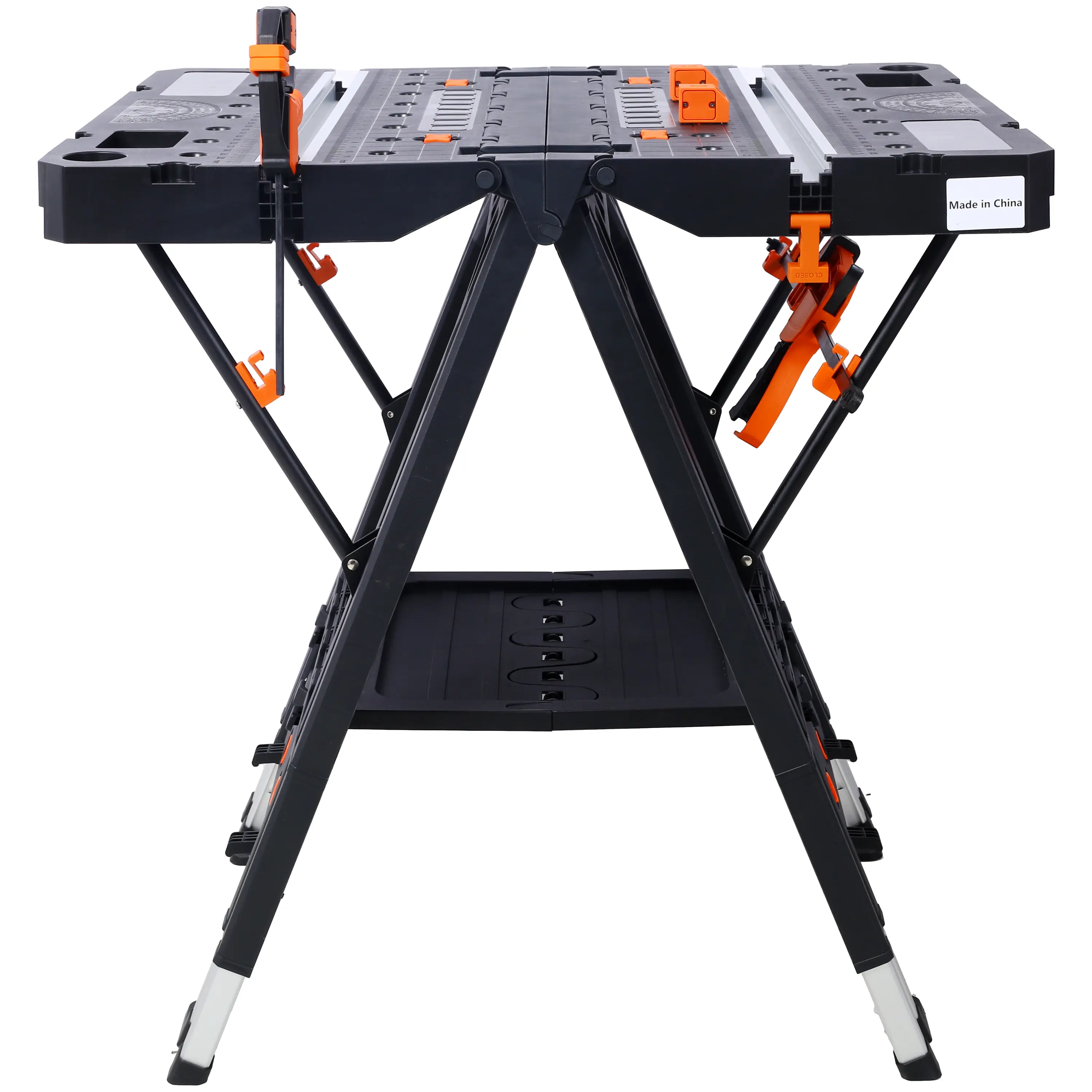 Portable Folding Work Table - 2-in-1 Sawhorse & Workbench with Large Load Capacity and 4 Clamps, Folding Table for Power Tools & Electric Saws