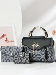 Large Capacity Main Bag + Matching Small Bag, Partitioned Storage, Elegant Floral Three-Piece Set, Women's Bags, Convenient and Stylish, Stylish Handbag