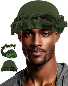 Luxurious Adjustable Silk Satin Lined Turban Set for Men and Women - Halo Twist Head Wrap Cap with Elastic Pre-Tie Design - Stylish Durag Beniee Hat