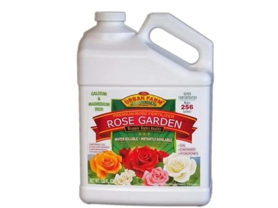 Urban Farm Fertilizers Liquid Rose Garden Fertilizer - 100% Complete, Hand-Crafted, Super-Concentrated, 64 Fl. Oz, 6 lbs