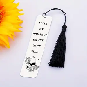 Letter Pattern Stainless Steel Bookmark with Tassel, 1/5/10pcs Quirky Slogan Graphic Bookmark, Book Accessories, Ideal Gift for Readers, Book Lovers, Halloween Gifts