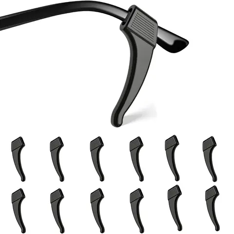 12 Pack Frosted Silicone Eye Glasses Holders - Durable Anti-Slip Grip, Stretchy Temple Tips, Universal Fit for Sports, Assorted Colors, Unisex Adults' Fashion Eyewear Accessories