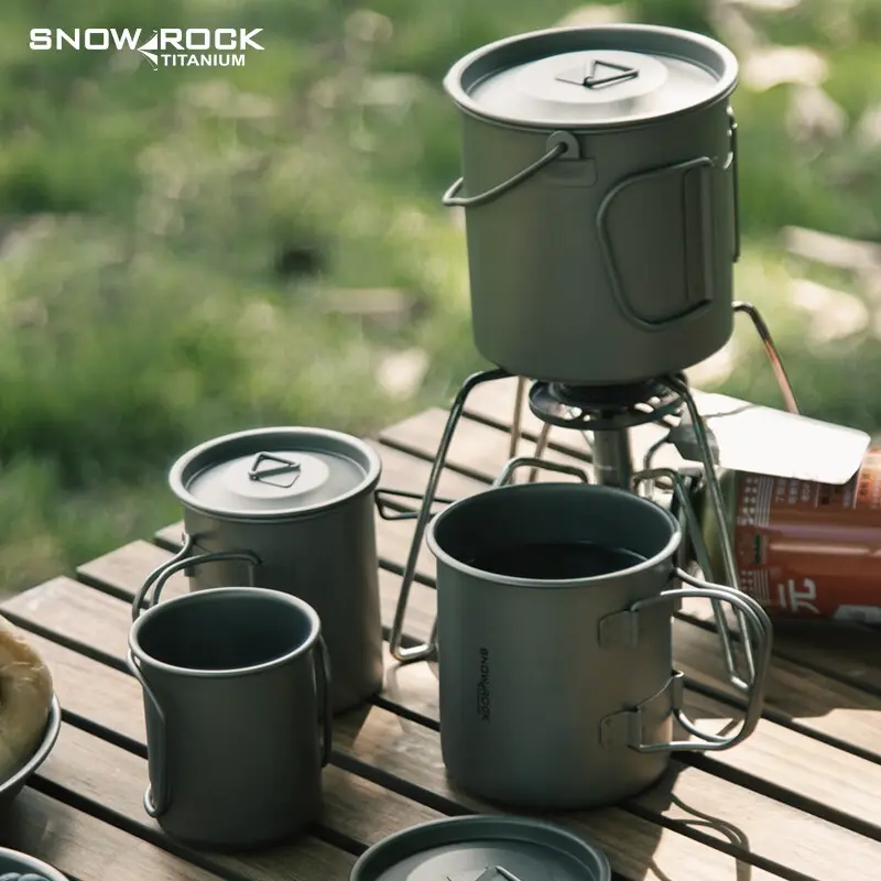 Snow Rock Titanium-Pot Cup Durable Single Wall Design for Boiling Water,Coffee,and Tea - Perfect for Camping Adventures outdoor campingtableware