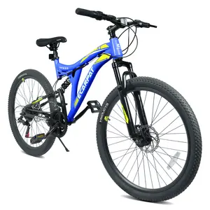 Bike 26 Inch Mountain Bike with 21-Speeds & Full Suspension Steel Frame, Alloy Rims, Disc Brakes For All Terrains, Men & Women, Multiple Colors
