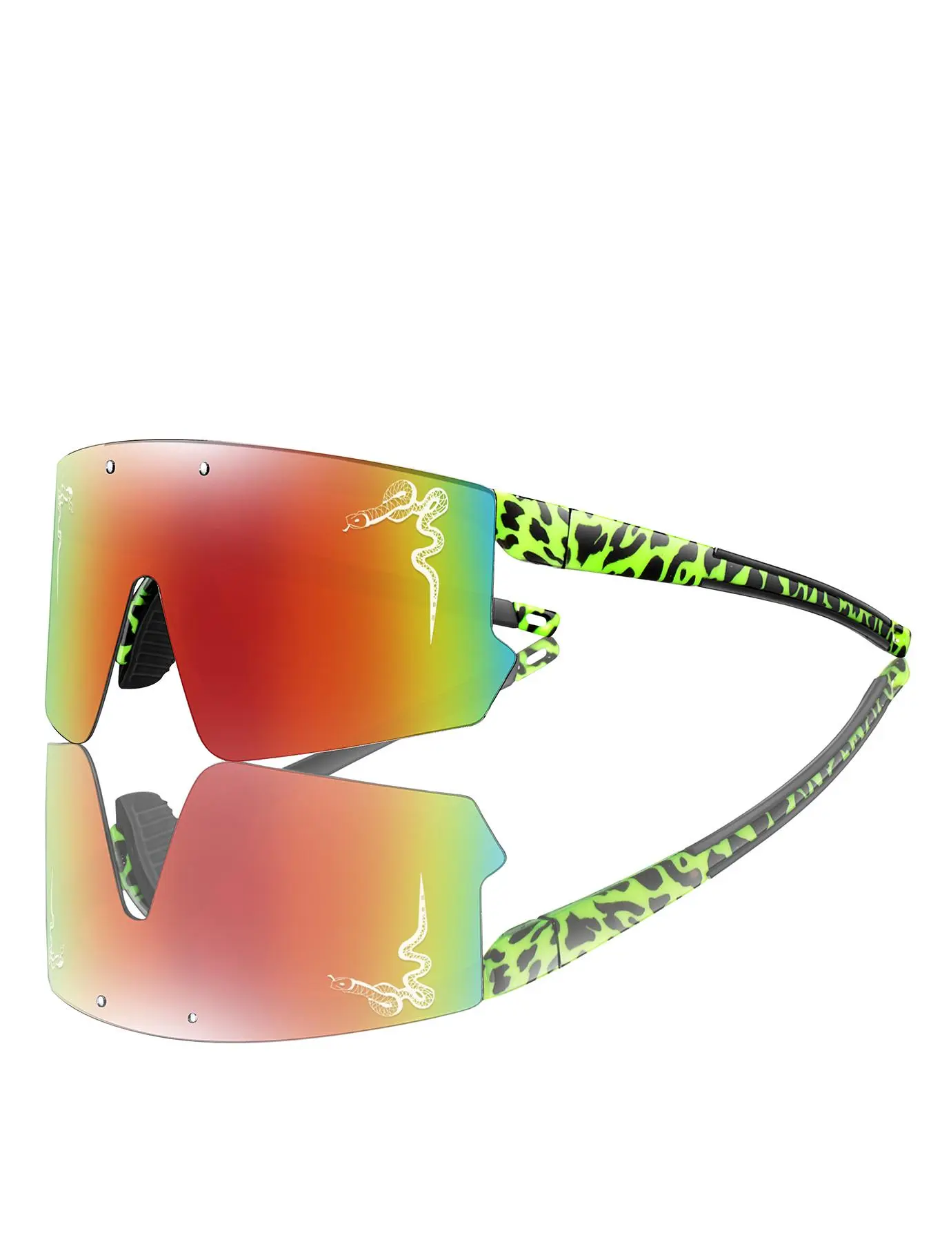 Unisex Colorblock Animal Pattern Sunglasses, Trendy Active Tinted Lens Top Bar Design Sunglasses for Everyday Use, Fashion Style Sports Accessories for Outdoor Activities
