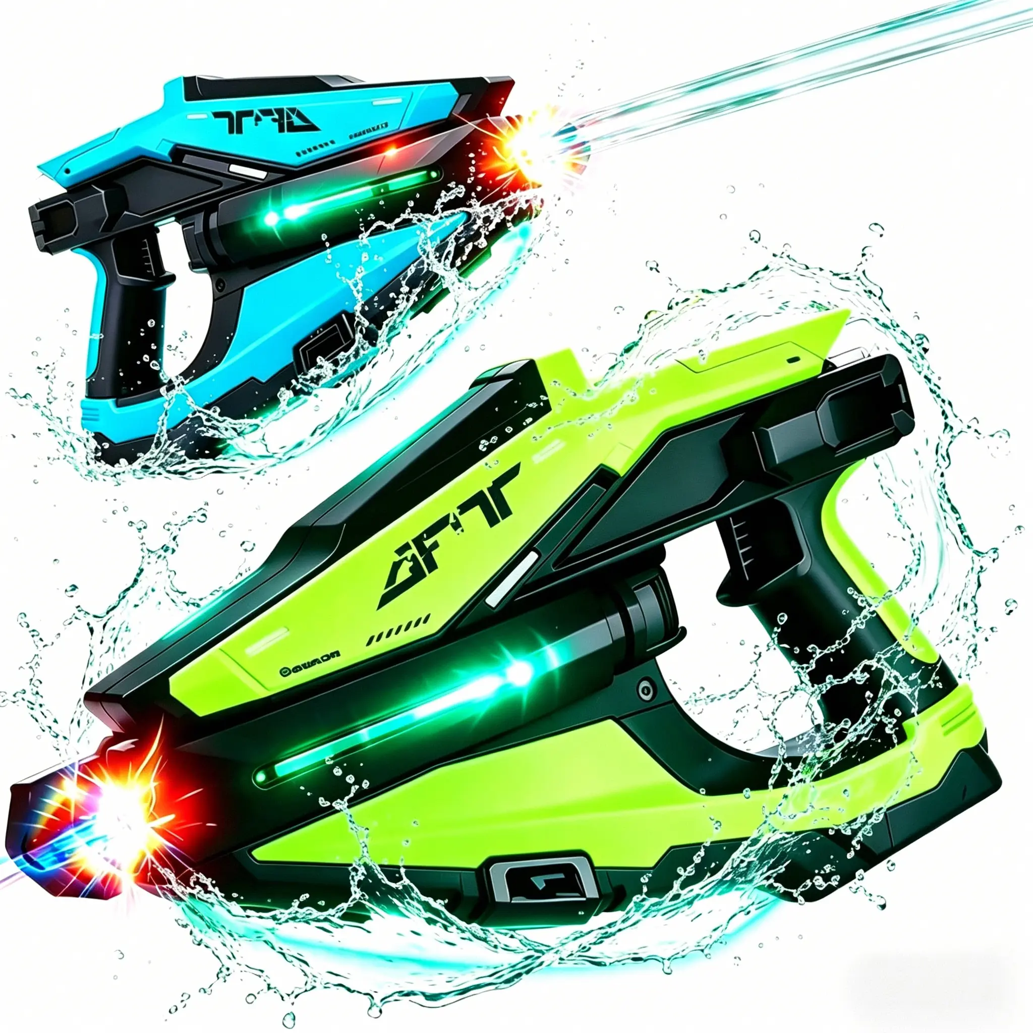 180kids Toys Electric Water Gun, Water Blasters, Waterblaster, LED Rechargeable, Extendable Flame Nozzle, Cyber Axe Design, Summer Outdoor Pool Party Toy, Unisex