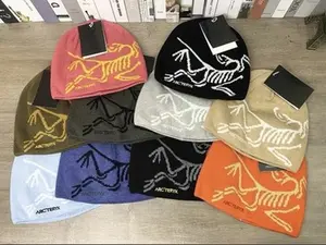 Arc'teryx Inspired Knit Beanie Hat - Unisex, Multiple Colors, Bird of Prey Logo Print, Soft Warm Skull Cap, Premium Streetwear, Winter Outdoor Hiking Camping Hat, Gift for Him & Her