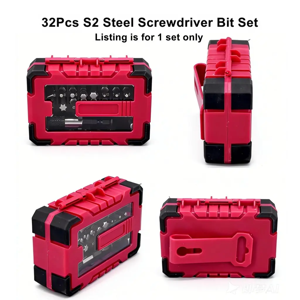 32Pcs S2 Steel Security Bit Set with Tool Box, Tamper Proof Screwdriver Bit Kit, Magnetic Screwdriver Set, Screwdriver Bits Set for Home Electronics, Vehicle Repair, DIY Projects