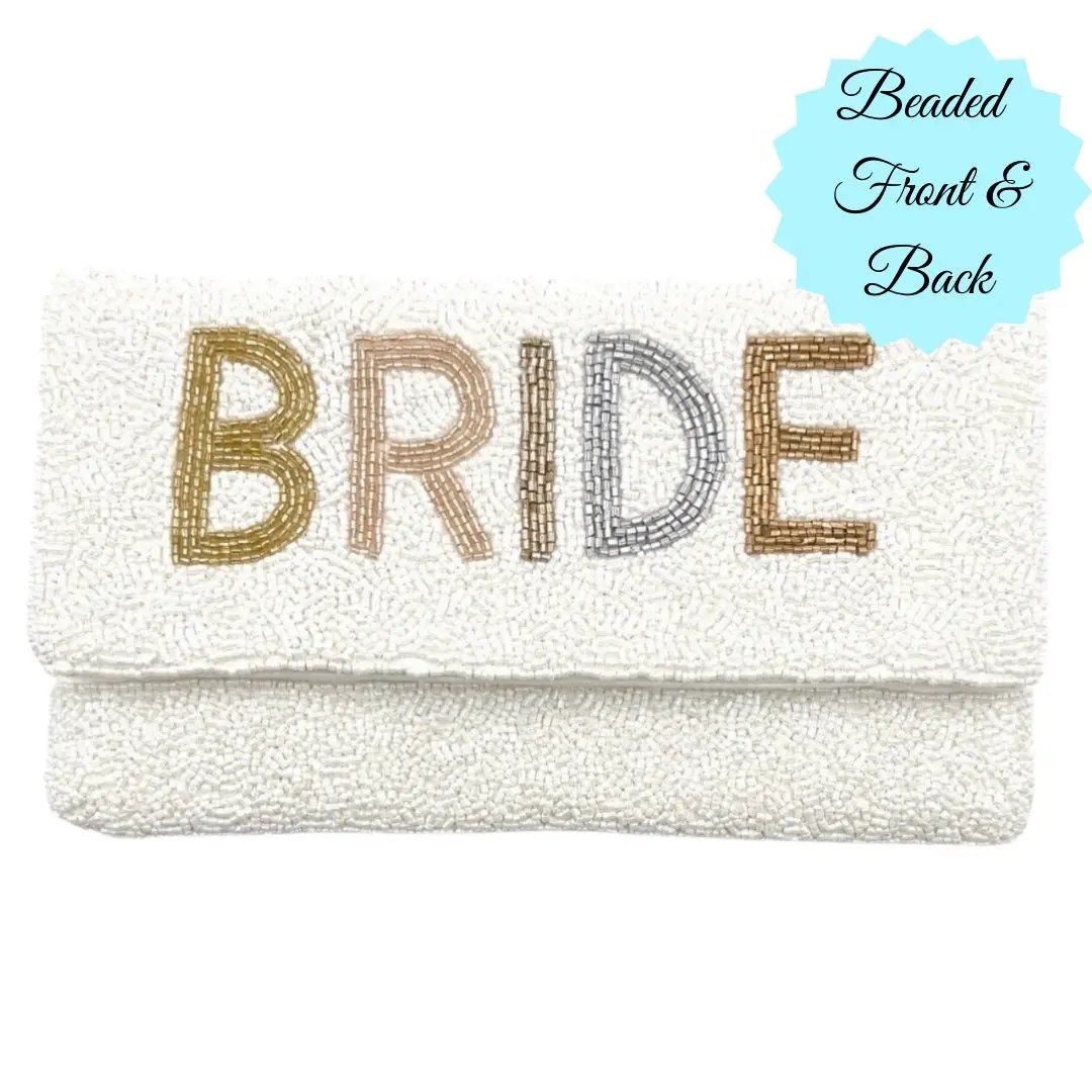 BRIDE Beaded Clutch Purse Bride Gift Wedding Clutch Bride Handbag Engagement Gift Wedding Day Accessories for Bride