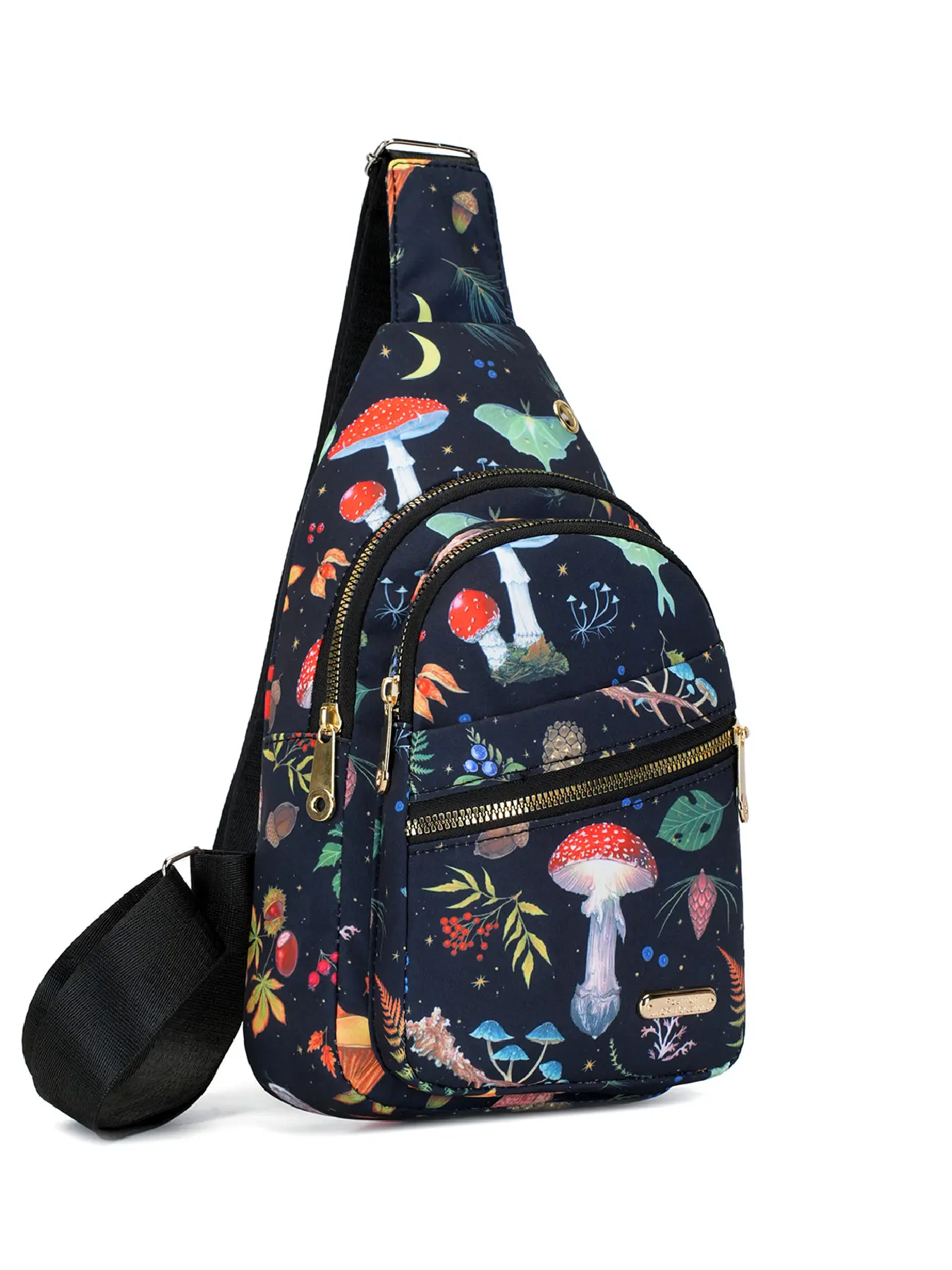 Simple Fashion Multi-Compartment Bum Bag, Zipper Belt Bag, Women's Daily Wear Lightweight Durable Crossbody Bag, Casual Random Print Fabric Backpack