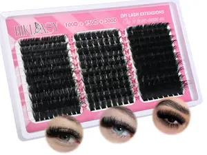 Lash Clusters Volume 3 Styles Mix Eyelash Clusters Wispy Lashes Clusters Manga Cluster Eyelash Extensions 10-20mm D Curl Individual Lashes 100D+150D+200D Fluffy Cluster Lashes for DIY Lash Look