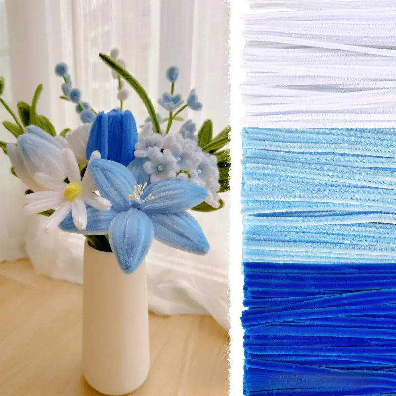 300pcs twist stick bouquet color set combination pack for DIY creative crafts, super dense material, can be used as a bouquet gift, Artificial, Diy Flower Decor, Diy Floral Decoration, Diy Decorations