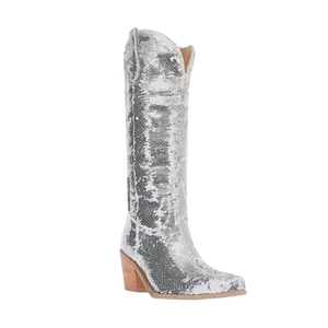 Dingo Ladies Dance Hall Queen Silver Tall Boots DI182-GY6