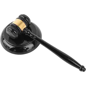Handcrafted Black Wood Gavel and Block Set, Round Hammer Sound Block for Judge, Auction and Court Use