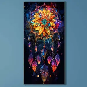 5D DIY Full Drill Round Diamond Painting - Dream Catcher Mosaic, Canvas - DIY Decorative Painting, Home Wall Decor, Perfect for Halloween, Christmas, Independence Day, Birthdays, and Anniversaries Gifts.