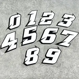 1PC JDM Style Digital Number Car Motorbike Motorcycle Stickers Waterproof and Durable Scratches Cover for Motorbike Body Side Panels Fuel Tank Helmet DIY Racing Decorative Decals