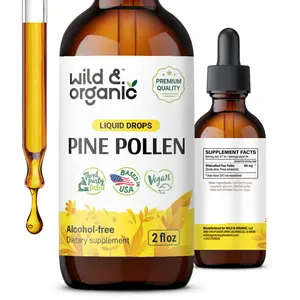 Wild & Organic's Pine Pollen Tincture - Antioxidant & Immune Support - Vegan, Sugar & Alcohol-Free Liquid Supplement - Natural Formula - Healthcare & Fitness