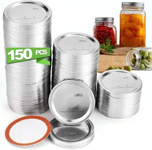 150 count Canning  Regular Mouth(2.76in/70mm), Upgraded Leak-Proof Mason Jar  for Ball/Kerr Jars, Split-Type Lid with  Airtight Seal, Canning Jars ,  Grade Material
