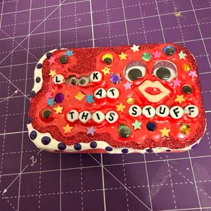 Tiny Trinket storage Tins: “Look at this stuff” hand decorated whimsical storage for your tiniest treasures