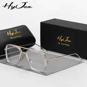 HyJex square frame glasses Donnie has the same metal temple large frame trend flat mirror.