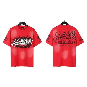 Hell Star T-Shirt Print Pure Cotton Men And Women Summer Loose Short Sleeve Fabric Top(Raincoats)