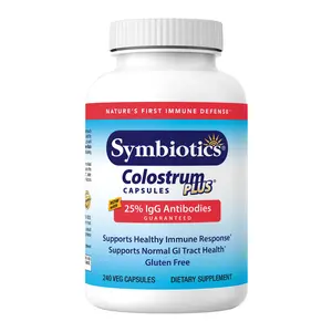 Symbiotics Colostrum Plus Immune Support Capsules - Natural Supplements, Gluten-Free Healthcare Dietary Aid for Immunity & Gut Health, Kid-Friendly Daily Wellness