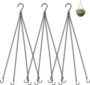 3 Pack, 23 Inch Hanging Baskets Chain, Hanging Chains with Hooks Flower Pot Chain Replacement  Hangers for Planters, Bird Feeders and Lanterns(Black)