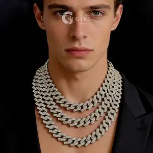 GGIRL 40/45/50cm Steel Sliver Color/Colorful/Purple Durable Miami Cuban Curb Chain Necklace Choker for Men Women Punk Style Glittering Chain Necklaces for Party Daily Decor, Trendy All-Match Exquisite Iced out Hip-Hop Jewelry Ideal for Birthday Gift