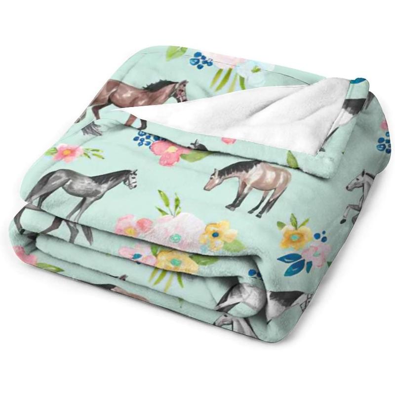 Horse Throw Blanket Super Soft Warm Floral Horse Blanket for Girls Kids, Cozy Plush Fleece Farm Stuffed Animal Horse s ding Blanket for Women  Couch  40"inx50"in