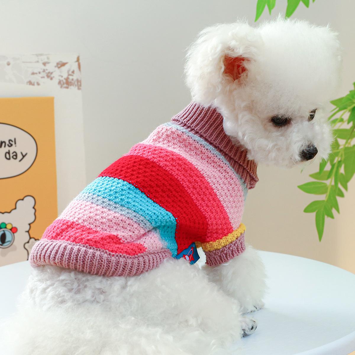 Pet Ring Comfortable Color Stripes Colorful Sweater
